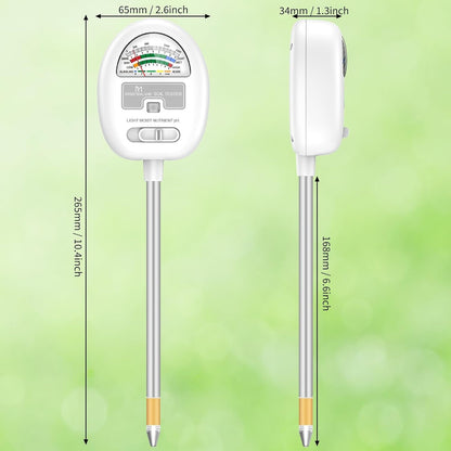 Soil Moisture Meter, 4-in-1 Soil pH Tester, Moisture/Light/Nutrients/pH Meter for Gardening, Lawn, Farming, Indoor & Outdoor Plants Use, No Batteries Required, Gifts for Plants Lover