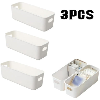 Storage Basket 10PCS Plastic Organizer Bins With Handles, 8.9"×3.7"×2.8" Stackable Storage Boxes For Kitchen, Fridge, Bathroom, Cabinet, Closet & Home Organization