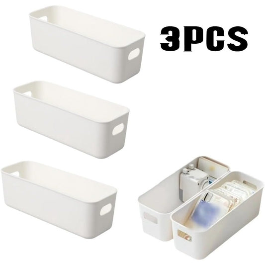 Storage Basket 10PCS Plastic Organizer Bins With Handles, 8.9"×3.7"×2.8" Stackable Storage Boxes For Kitchen, Fridge, Bathroom, Cabinet, Closet & Home Organization