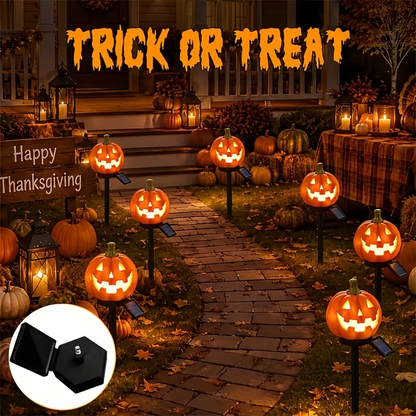 Solar Pumpkin Lights, 3 & 6 Pack 15.5"*3.15" Halloween Pathway Stake Lights Waterproof Solar Powered Jack-O'-Lantern, Orange & Black Plastic, for Outdoor Lawn Yard Garden Spooky Decor