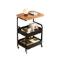 3-Tier Rolling Cart in Black & White - Multi-Functional Desktop Organizer for Snacks, Books & More | Ideal for Home or Office | Durable Metal Frame Kitchen Storage Solution