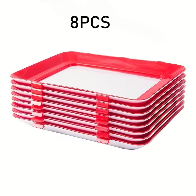 Food Plastic Preservation Tray, Stackable Food Tray Reusable Creative fresh tray storage for Food Preservation