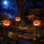 Solar Pumpkin Lights, 3 & 6 Pack 15.5"*3.15" Halloween Pathway Stake Lights Waterproof Solar Powered Jack-O'-Lantern, Orange & Black Plastic, for Outdoor Lawn Yard Garden Spooky Decor