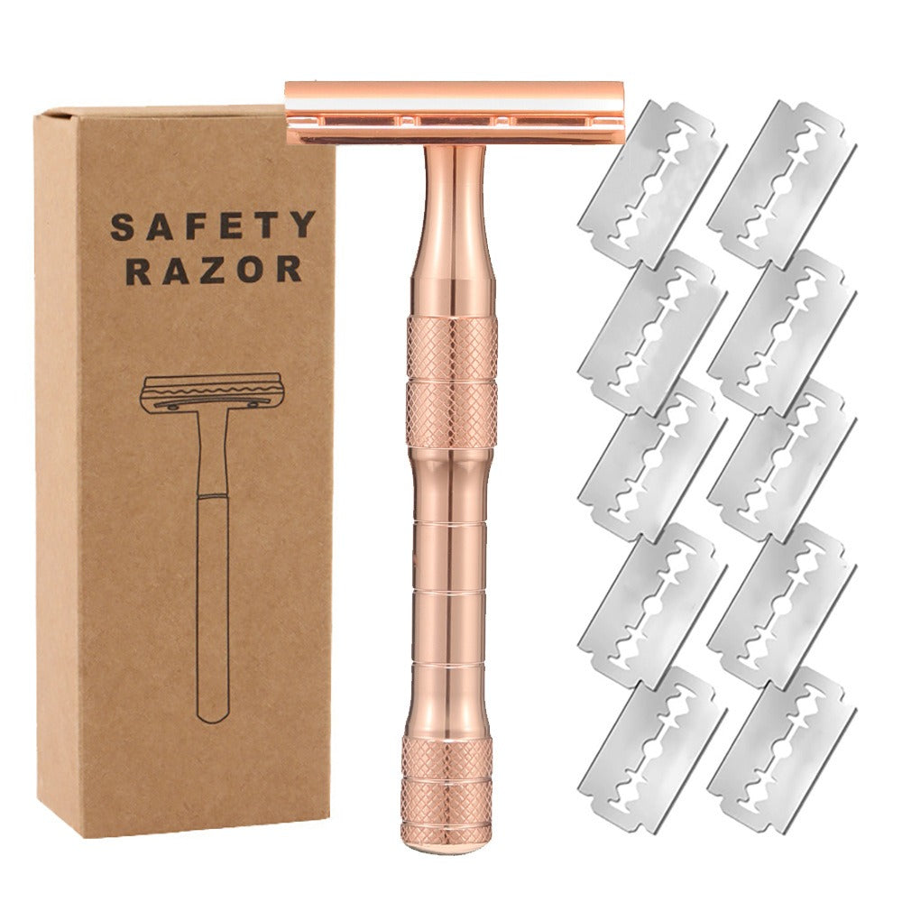 Matte Black Safety Razors for Men and Women, Reusable Single Blade Razor | with 10 Platinum Coated Double Edge Blades & Blade Disposal Pouch, Smooth Close Comfort Shave, Eco-Friendly & Plastic Free