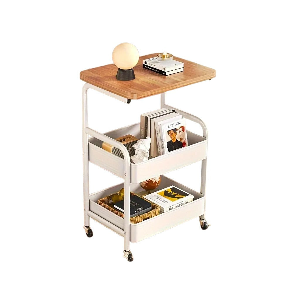 3-Tier Rolling Cart in Black & White - Multi-Functional Desktop Organizer for Snacks, Books & More | Ideal for Home or Office | Durable Metal Frame Kitchen Storage Solution