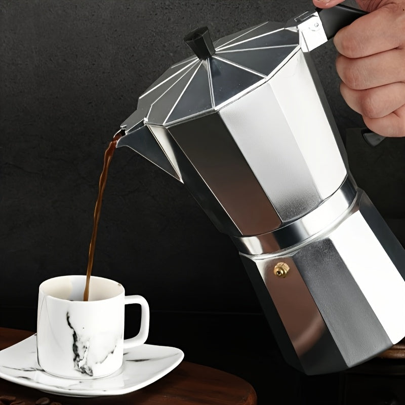 Classic Aluminum Mocha Pot - Italian Coffee Machine With Copper Valve, Compact 8-Side Design, Suitable For Home, Office, And Outdoor Use - Professional Coffee Machine