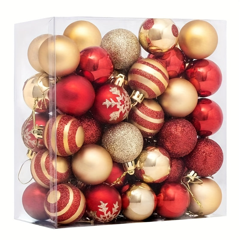 50-piece 4cm Christmas ball decoration gift box, suitable for decorations for Christmas, Thanksgiving, Easter, and other holidays.