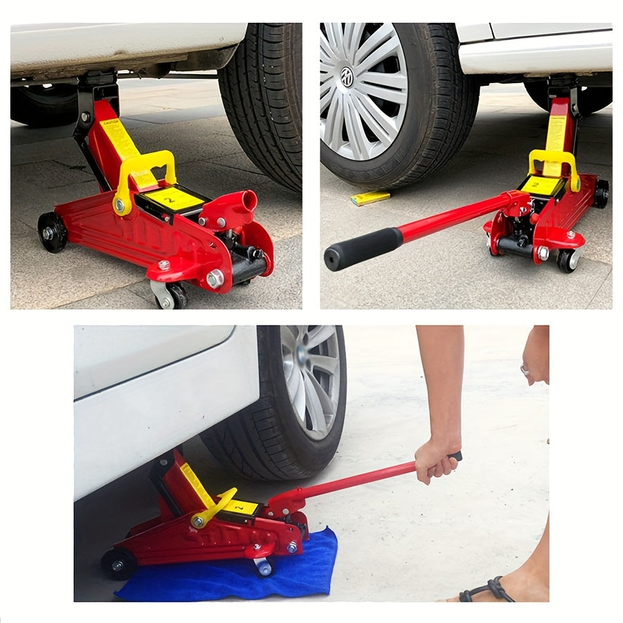 2-ton hydraulic floor jack - heavy-duty steel low profile handcart jack with safety valve, lifting range of 135-290mm, rotating casters and storage box - suitable for cars, trucks, trucks - emergency tire replacement and chassis maintenance, portable