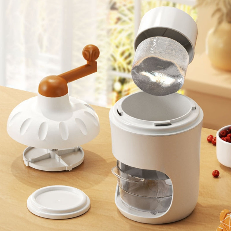 Manual ice shaver with stainless steel blades, allows you to vigorously make ice cream, shaved ice, and fruit smoothies, suitable for home use, an essential tool for shaved ice in the hot summer.
