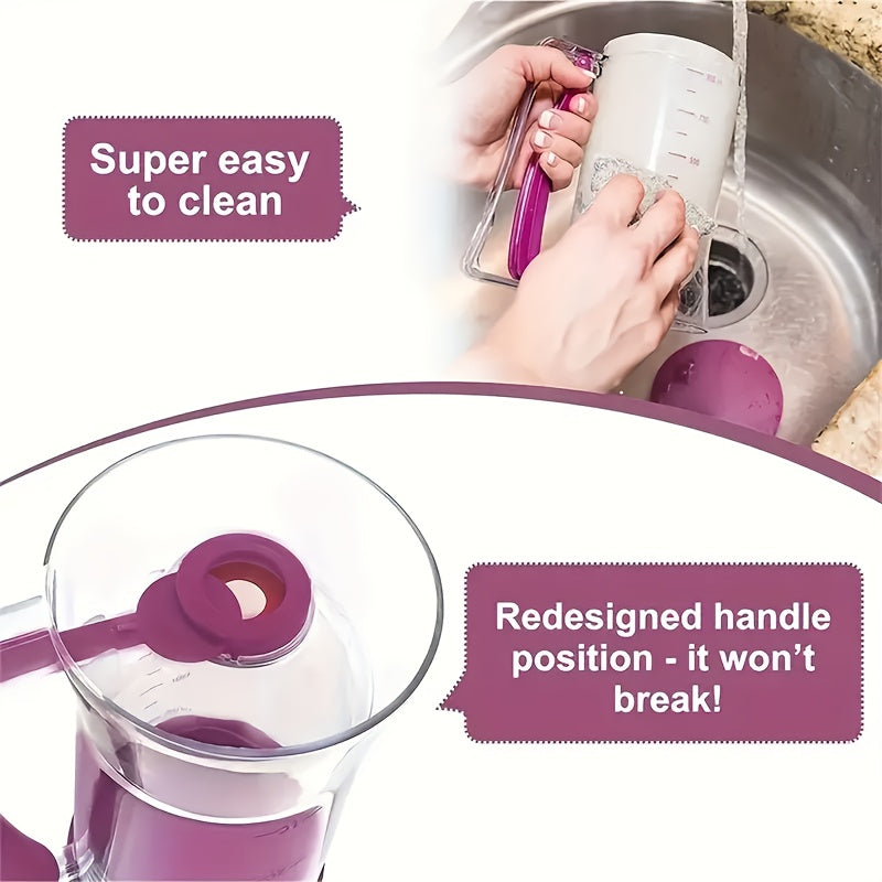 Pancake Batter Dispenser - Kitchen Must Have Tool for Perfect Pancakes, Cupcake, Waffle, Muffin Mix, Cake & Crepe - Baking Supplies for Griddle - Pancake Maker with Measuring Label (Purple)
