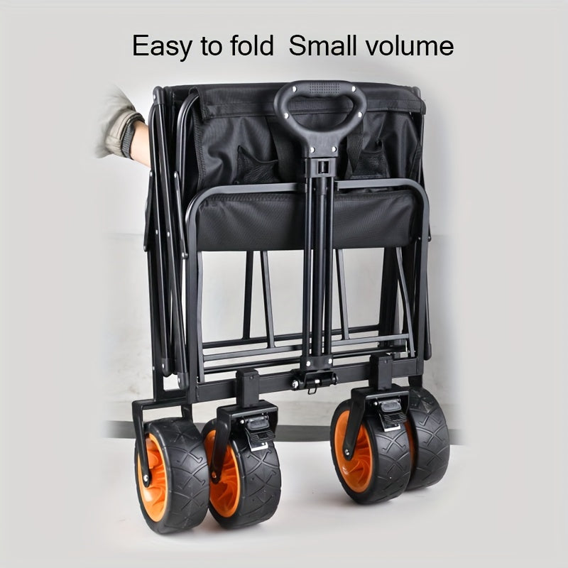 Collapsible Wagon Cart with Wheels Foldable - Folding Utility Heavy Duty Wagons Carts for Grocery Sports Garden Shopping Camping Wheelbarrows
