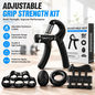 Hand Grip Strength Kit – 5-Piece Set with Adjustable Resistance Hand Grippers, Finger Stretcher, Grip Ring & Stress Ball – Strength Training for Hands, Fingers & Forearms