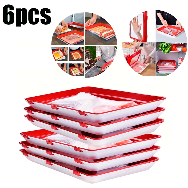 Food Plastic Preservation Tray, Stackable Food Tray Reusable Creative fresh tray storage for Food Preservation