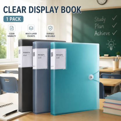 Presentation Binder with Clear Plastic Sleeves (Aqua), Folder for Artwork, 60 Pockets Display Pages of A4 Size Documents, Kids Art, Keepsakes, Acid-Free Poly Portfolio Binder