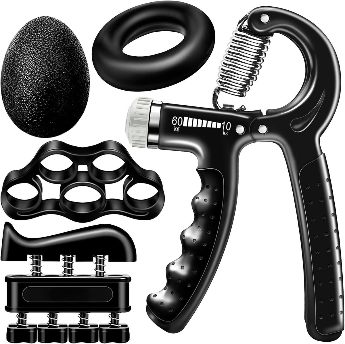 Grip Strength Trainer (5 Pack), Forearm Strengthener, Hand Strengthening Devices, Hand Exercisers for Strength, Finger Strengthener, Wrist Exerciser, Baseball Climbing Calisthenics Basketball