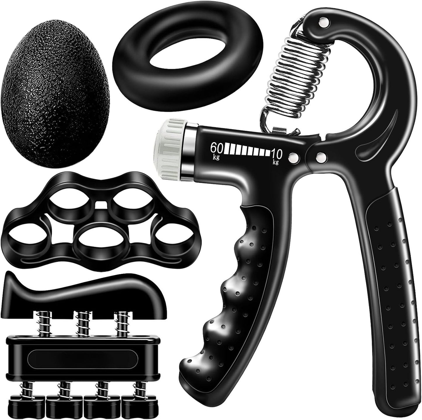 Grip Strength Trainer (5 Pack), Forearm Strengthener, Hand Strengthening Devices, Hand Exercisers for Strength, Finger Strengthener, Wrist Exerciser, Baseball Climbing Calisthenics Basketball