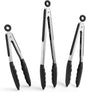 3PCS Kitchen Tongs with Silicone Tips for Cooking Serving 7, 9, 12 Inch, Heavy Duty Stainless Steel Locking Tong for BBQ, Grilling Steak, Salad, Toast, Pasta