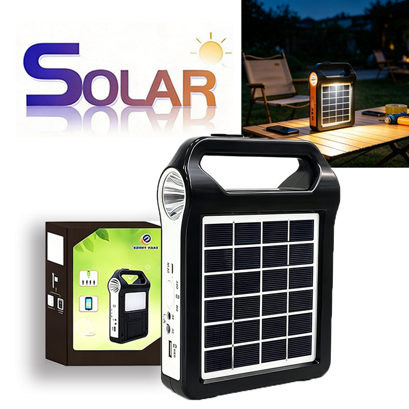 Portable Solar Power Bank Power Station, Mini Solar Lighting System With Replaceable Lithium Battery, USB Output For Charging Cellphone, Built-in Torch Light, Optional UFO LED Bulb For Household Outdoor Camping Power Failure Emergency Supply