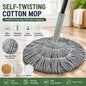 Self Wringing Mop for Floor Cleaning, Long Handled Twist Mop with Scouring Pad for Kitchen Hardwood Vinyl Tile Laminate Home Office