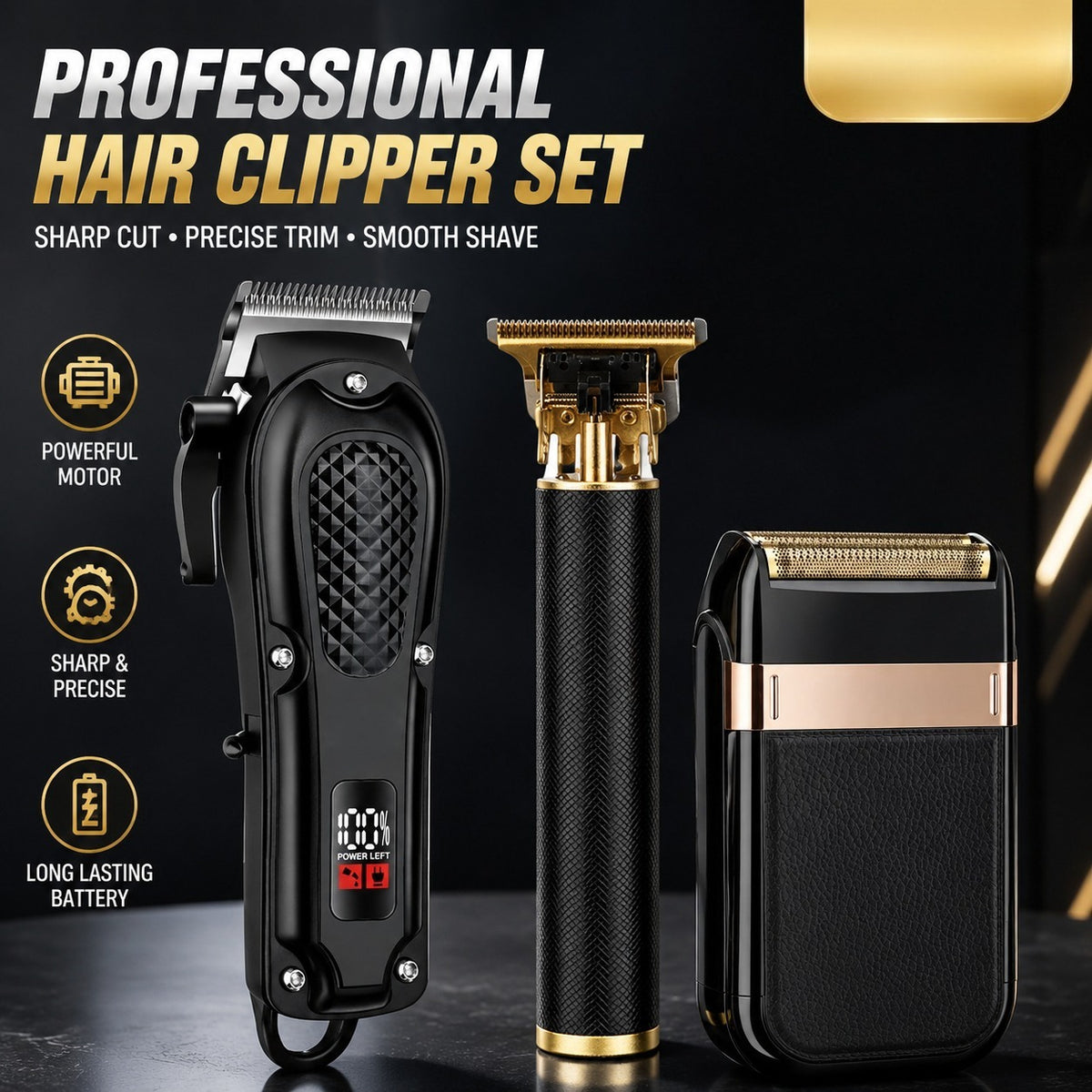 Cordless Hair Clippers for Men, Beard Trimmer & Hair Cutting Kit | 8 Guide Combs, Adjustable Blade, Self Haircut Set, 180/120-Min Runtime, USB Charging, Low Noise, Home Use, Gift for Men