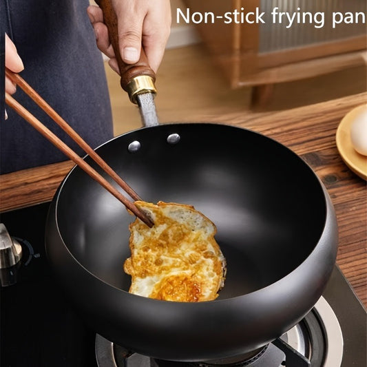 Handcrafted Traditional Cast Iron Skillet with Mirror Non-Stick Coating - Splash-Free Design, Rust Resistant, Durable Structure for Even Heat Distribution - Essential for Healthy Cooking in the Kitchen
