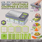 Vegetable Chopper, 16-in-1 Vegetable Dicer with Stainless Steel Chopping Board Top Panel & 4 Storage Drawers Hand Guard Peeler, Grey Green Stainless Steel, for Onion Garlic Salad Prep Home Kitchen