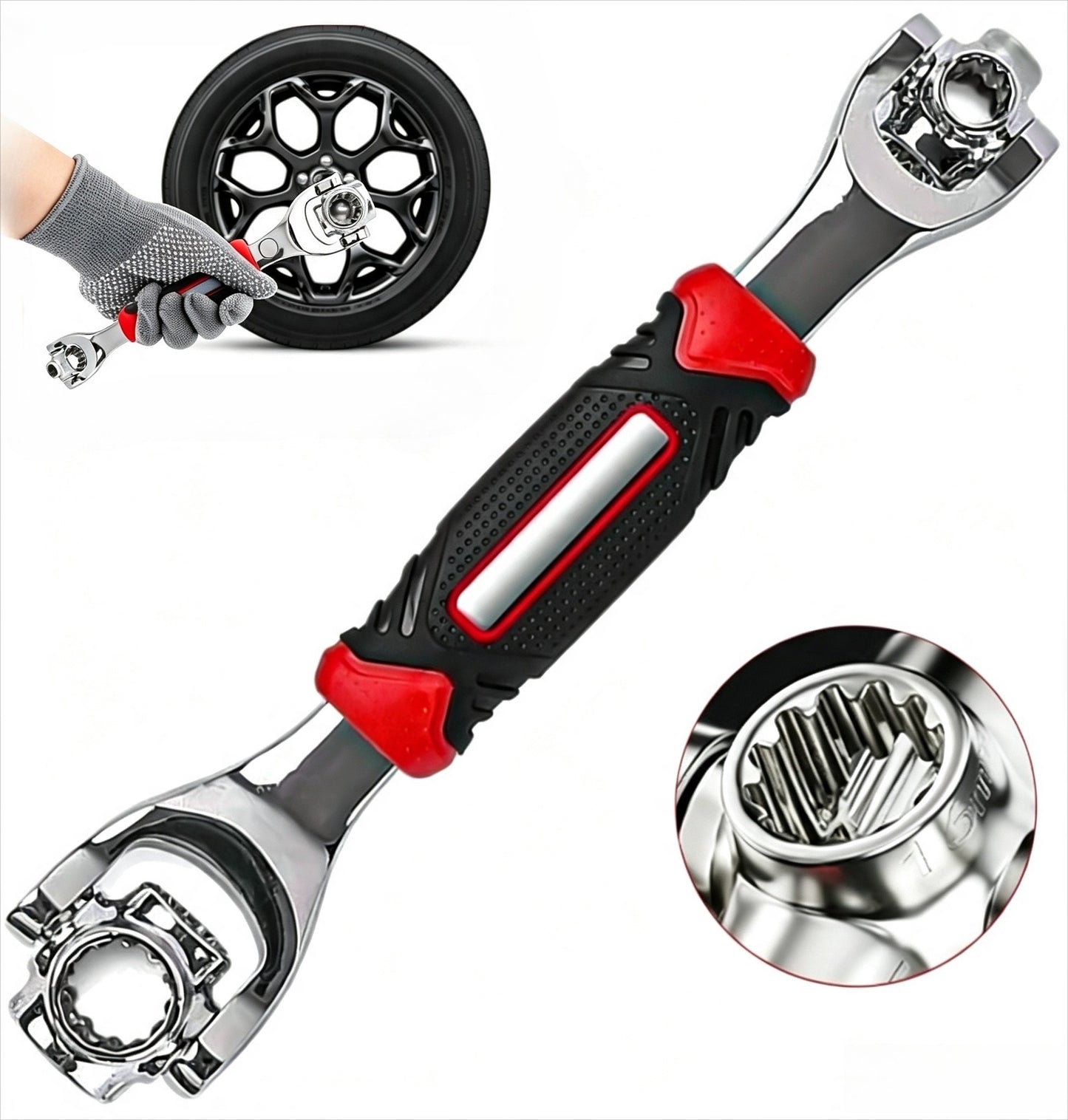 52 in 1 Socket Wrench, Stainless Steel Multi-Function Tool With 360 Degree Rotating Head, Suitable for Home, Bicycle, Motorcycle, Car Repair