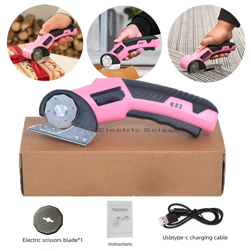 electric box cutter, Rechargeable Cardboard Box Cutter, 4.2V Powerful Fabric Scissors with 2 Safety Blades & Storage Bag