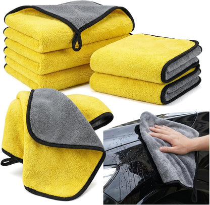 10/20 Pack Cleaning Towels, Premium Microfiber Coral velvet Washing and Detailing Towels for Car Detailing Household Cleaning Ultra-Soft Super Absorbent, Lint Streak-Free 11.8"x11.8” Cleaning Cloth (Yellow/Grey)