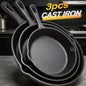 Premium Cast Iron Skillet Set - Non-Stick Frying Pans with Draining Spout, Perfect for Holiday Cooking, RV Use, and Campfire Dining