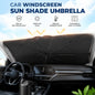 Car Windscreen Sun Shade Umbrella, Large Size 99% UV Ray Heat Blocking Foldable Sun Visor Shield with Pouch, Titanium Silver Coating Metal, for Car Front Window SUV Van Owners