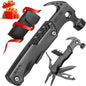 15 in 1 heavy-duty camping hammer multifunctional tool with knife, hammer, saw, screwdriver, bottle opener, and pliers - suitable for camping, construction DIY- Multi functional survival tool for emergency situations, equipped with a portable sheath,