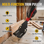 Trim Puller Tool, Multi-Function Pry Bar Nail Puller with 90 Degree Angled Scraper Blade & Hex Wrench Slots, Red & Black High Carbon Steel, for Baseboard Molding Tile Floor Removal DIYers Builders