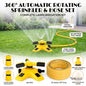 Garden Sprinkler with Hose Set, 360° Automatic Rotating Water Sprinkler with 20m PVC Hose Pipe & 1/2' Connectors, Yellow Black ABS Plastic, for Yard Lawn Irrigation Grass Watering