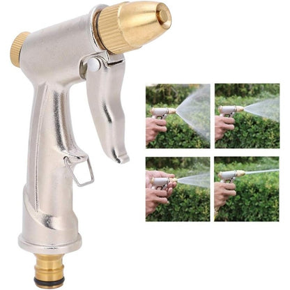 Hose Nozzle Adjustable Spray Gun, Metal Watering Nozzle with Brass Connector, Multi Function Garden Hose Sprayer for Lawn Watering, Car Washing, Patio Cleaning and Outdoor Us