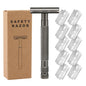 Matte Black Safety Razors for Men and Women, Reusable Single Blade Razor | with 10 Platinum Coated Double Edge Blades & Blade Disposal Pouch, Smooth Close Comfort Shave, Eco-Friendly & Plastic Free