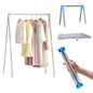 1pcs Multifunctional Portable Retractable Clothes Hanger, 34-78cm Adjustable Crossbar, 35-140cm Height Adjustable Folding Metal Clothesline Rack for Home, Laundry, Camping & Travel, Random Color