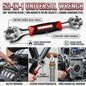 Universal Socket Wrench, 52-in-1 Multi Function 360 Degree Rotating Head (8mm-19mm Metric) Non-Magnetic Spline Socket, Red & Black Cr-V Steel, for Auto Car Repair Home Maintenance Mechanics