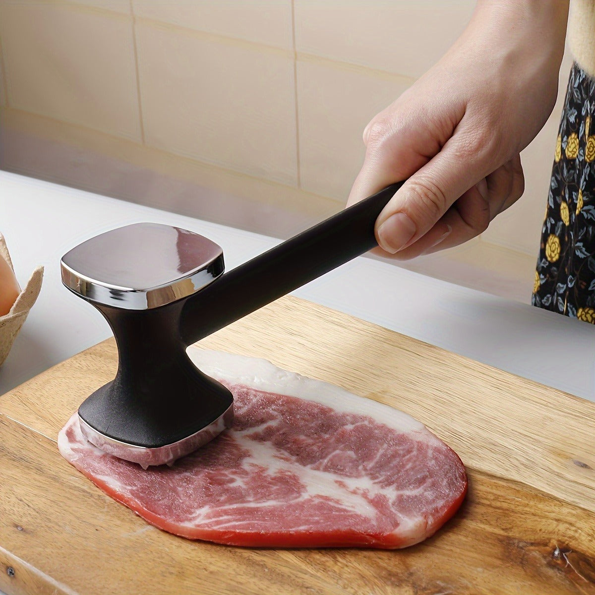 Meat Tenderizer Hammer with Comfortable-Grip Handle, Dual-side Mallet for Kitchen, Heavy Duty Pounder For Tenderizing Steak, Beef and Fish