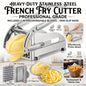 French Fry Cutter Potato Chipper, with 2 Interchangeable Blades & Non-Slip Feet Heavy Duty Lever, Silver Stainless Steel, for Home Kitchen Restaurant French Fries Chips
