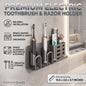 Toothbrush Holder Wall Mounted, 10.6"*2.6"*3.7" Drill-Free Electric Toothbrush & Toothpaste Organiser with Razor Caddy, Gunmetal Grey Space Aluminium, for Bathroom Washbasin Family