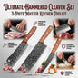 3-Piece Professional Kitchen Knife Set - Ultra-sharp high-carbon stainless steel chef's knife, carving knife, slicing knife, and utility knife, suitable for home and travel use, a perfect gift for men and an excellent Christmas present.
