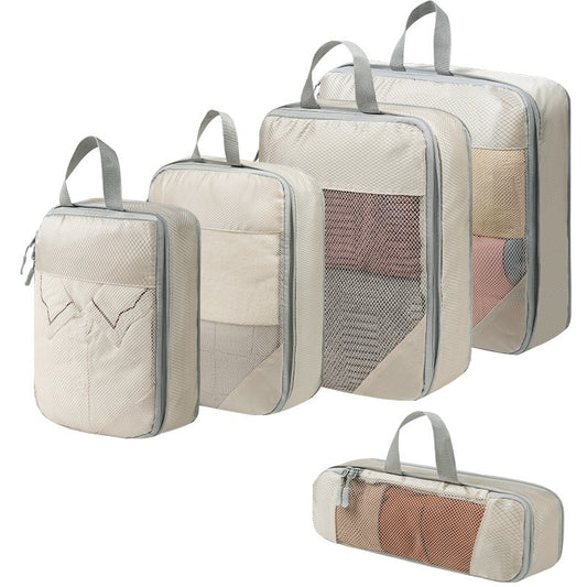 Mesh Compression Storage 5pcs Set Shoe Bag Bundle Pocket Storage Bag Set Large Capacity Storage Bag Visible Suitcase Organizer Bag Classification Bag
