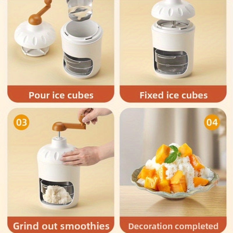Manual ice shaver with stainless steel blades, allows you to vigorously make ice cream, shaved ice, and fruit smoothies, suitable for home use, an essential tool for shaved ice in the hot summer.
