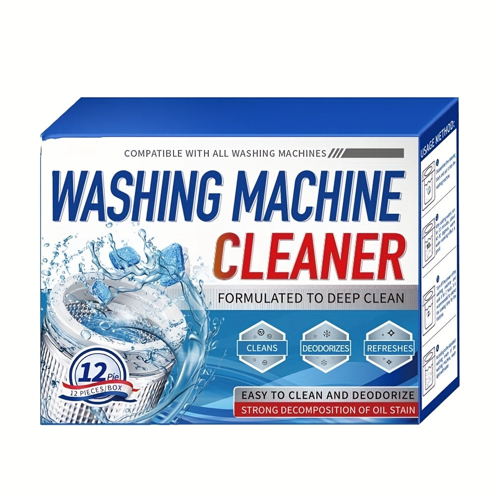 24-Pack Heavy-Duty Washer Cleaning Tablets - Deep Cleaning Solution for Front Load and Top Load Washers, Odor Eliminator and Scale Remover, Compatible with All Washing Machines, Efficient Washer Cleaner Tabs