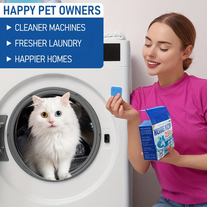 24-Pack Heavy-Duty Washer Cleaning Tablets - Deep Cleaning Solution for Front Load and Top Load Washers, Odor Eliminator and Scale Remover, Compatible with All Washing Machines, Efficient Washer Cleaner Tabs