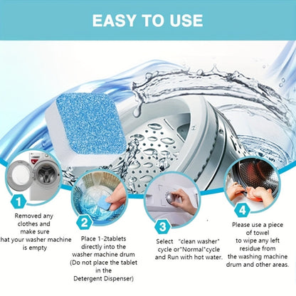24-Pack Heavy-Duty Washer Cleaning Tablets - Deep Cleaning Solution for Front Load and Top Load Washers, Odor Eliminator and Scale Remover, Compatible with All Washing Machines, Efficient Washer Cleaner Tabs