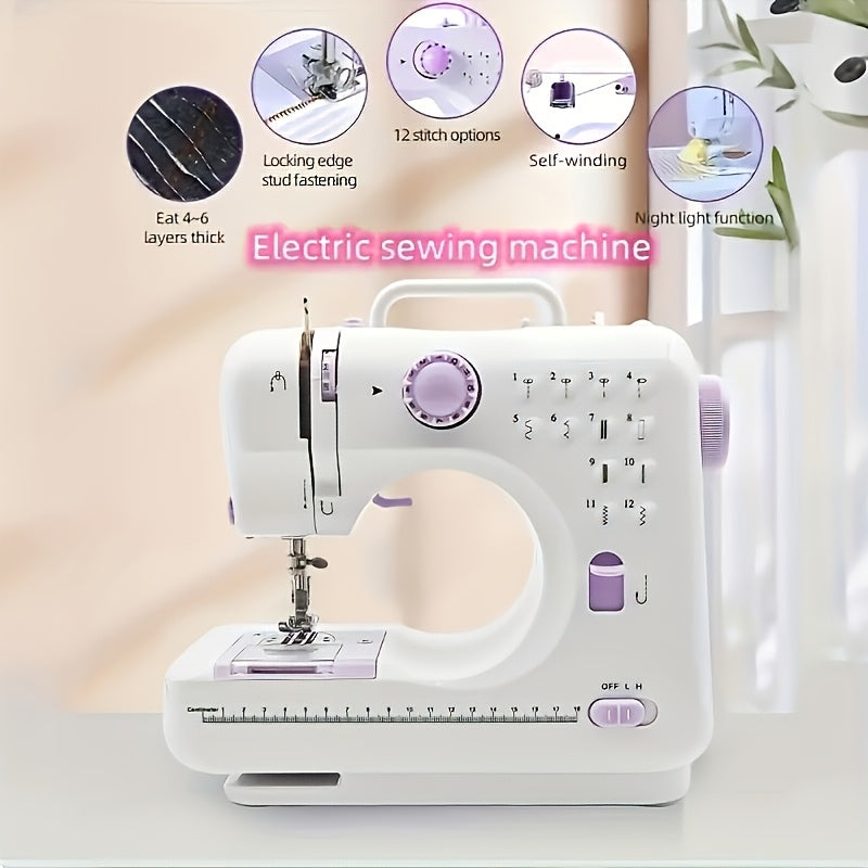 Sewing Machine Portable mini Electric Sewing Machine for beginners 12 Built-in Stitches 2 Speed with Foot Pedal，Light, Storage Drawer.