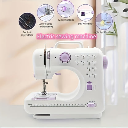 Sewing Machine Portable mini Electric Sewing Machine for beginners 12 Built-in Stitches 2 Speed with Foot Pedal，Light, Storage Drawer.