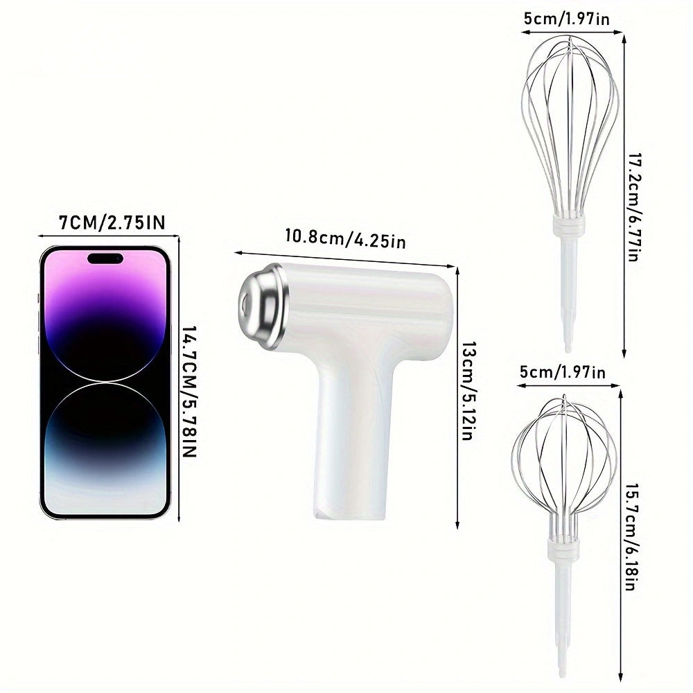 Hand Whisk Electric Hand held Mixer ,Two Whisk Mount for Eggs, Cream, Batters, Wireless & RechargeableSuitable for Kitchen and Outdoor Use Gifts Can Be Given as Gifts